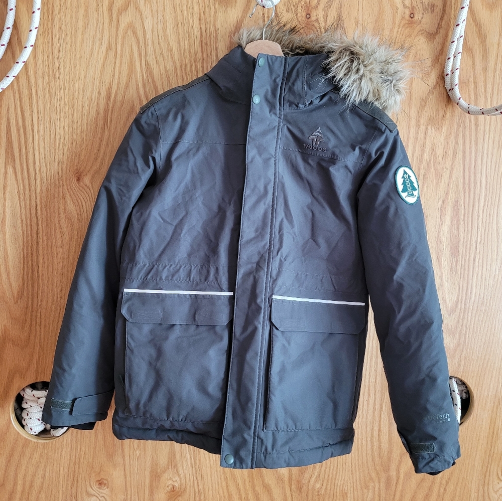 WOODS Winter down filled Olive Green Youth Large Jacket Coat